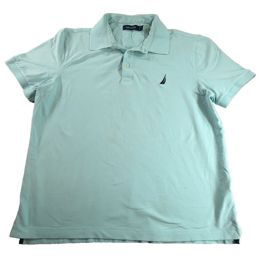 Nautica Performance Deck Shirt Polo Mens Large Mint Green Classic Fit Outdoor